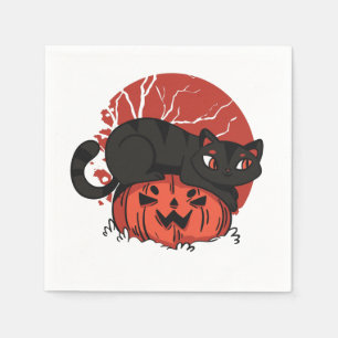 Black Cat Halloween Serviette