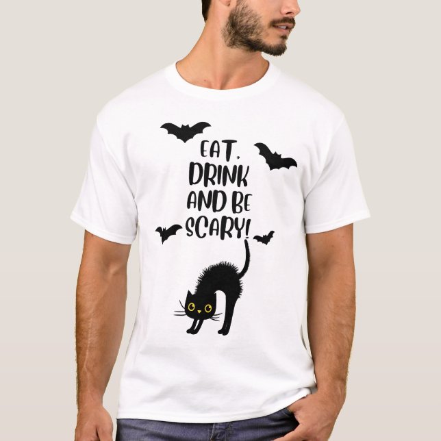 Black  Cat Halloween  T-Shirt (Vorderseite)
