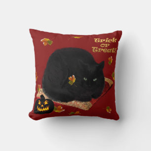 Black Cat Halloween Throw Kissen