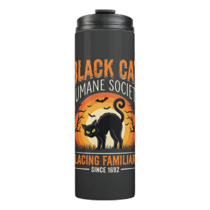 Black Cat Halloween Tierschutzorganisation Vintage Thermosbecher