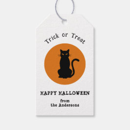 Black Cat Halloween Trick oder behandeln Gefallen- Geschenkanhänger