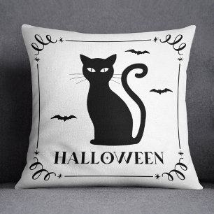 Black Cat Halloween Typografie Kissen