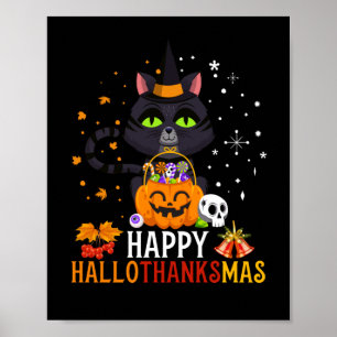 Black Cat Halloween und frohe Weihnachten Poster