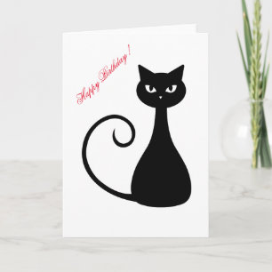 Black Cat Happy Birthday Card Karte