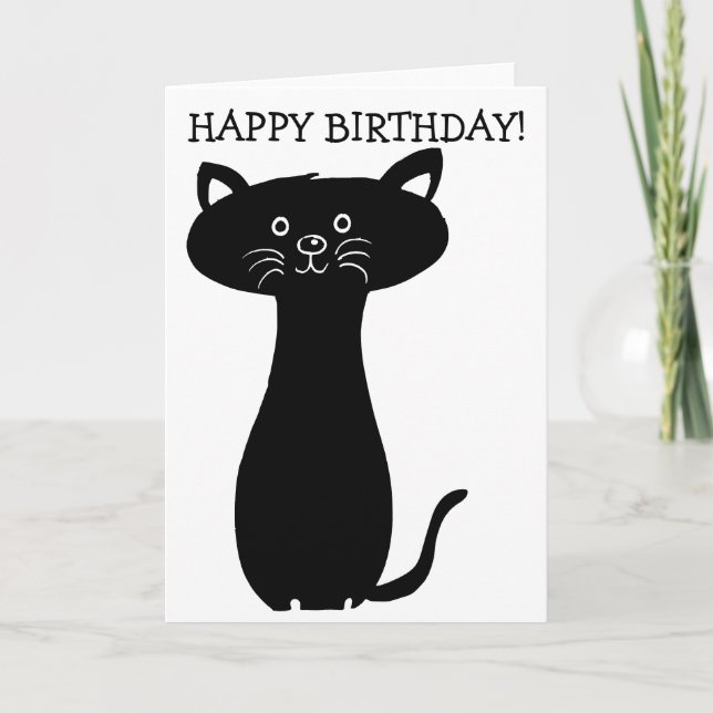 Black Cat Happy Birthday Card Karte (Vorderseite)