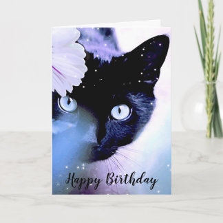 Black Cat Happy Birthday Grußkarte Karte