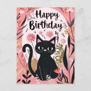 Black Cat Happy Birthday Postkarte