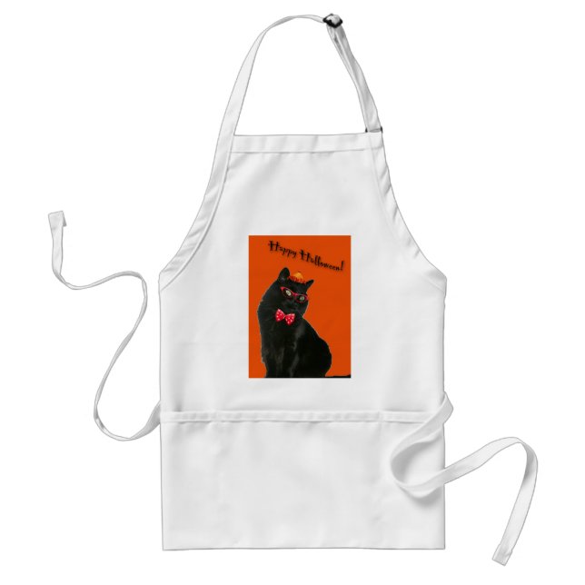 Black Cat Happy Halloween Schürze (Vorne)
