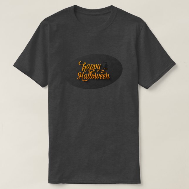 Black Cat Happy Halloween T-Shirt (Design vorne)