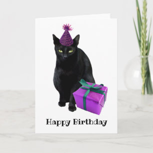 Black Cat Hat Geschenk Geburtstagskarte Karte