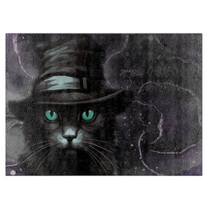 Black Cat Hat Raute Alkohol Tinte Schneidebrett