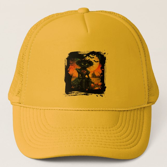 black cat Hat Truckerkappe (Vorderseite)