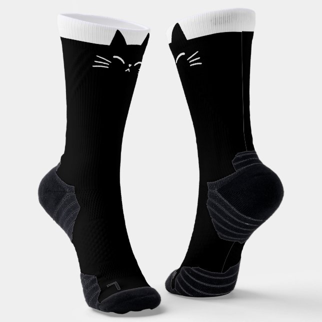 Black Cat Head Socken (Gewinkelt)