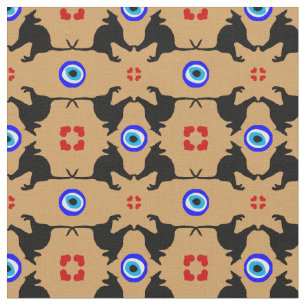 Black Cat, Heart & Evil Eye trendige Mode Stoff