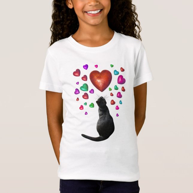 Black Cat Hearts Shirt (Vorderseite)