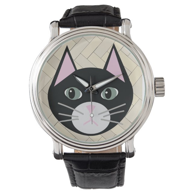 Black Cat Herringbone Beige Armbanduhr (Vorderseite)