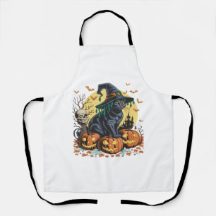 Black Cat Hexe Beängstigend Halloween Pumpkin Over Schürze