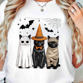 Black Cat Hexe Beängstigend Halloween Pumpkin T-Shirt