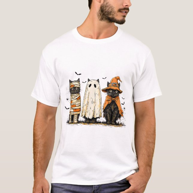 Black Cat Hexe Beängstigend Halloween Pumpkin Wome T-Shirt (Vorderseite)