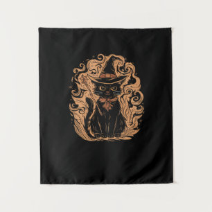 Black Cat Hexe Zauberer Mystical Niedlich Black Ca Wandteppich
