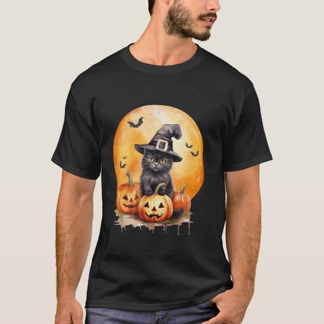 Black Cat Hexenhut Pumpkin für Frauen Kinder Mädch T-Shirt (Vorderseite)