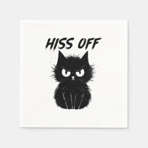 Black Cat Hiss Off for Men Meow Cat Geschenke T- Serviette