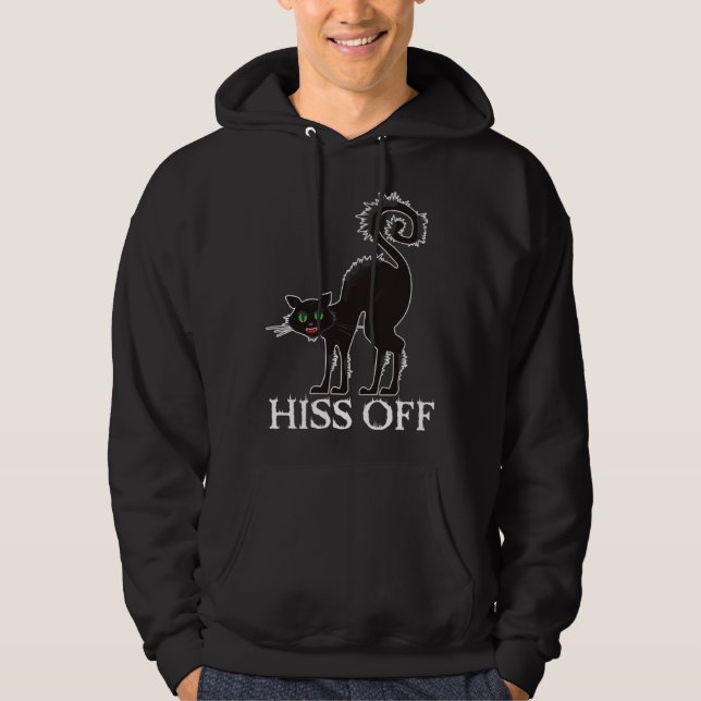 Black Cat Hiss Off Meow Angry Black Cat Kitty Hoodie (Vorderseite)