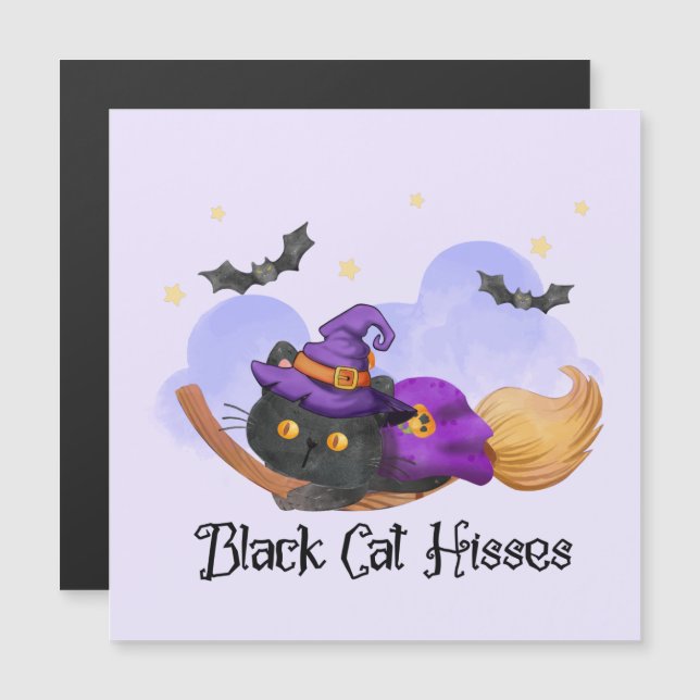 Black Cat Hisses Magnetkarte (Vorne/Hinten)