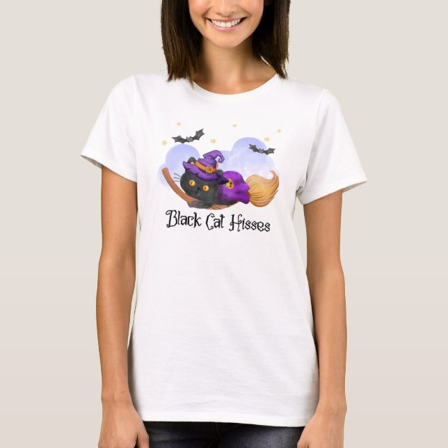 Black Cat Hisses T-Shirt (Vorderseite)