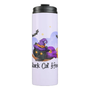 Black Cat Hisses Thermosbecher