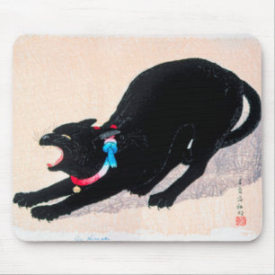 Black Cat Hissing Fine Art von Hiroaki Takahashi Mousepad