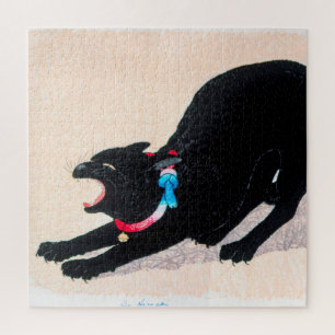 Black Cat Hissing Fine Art von Hiroaki Takahashi Puzzle