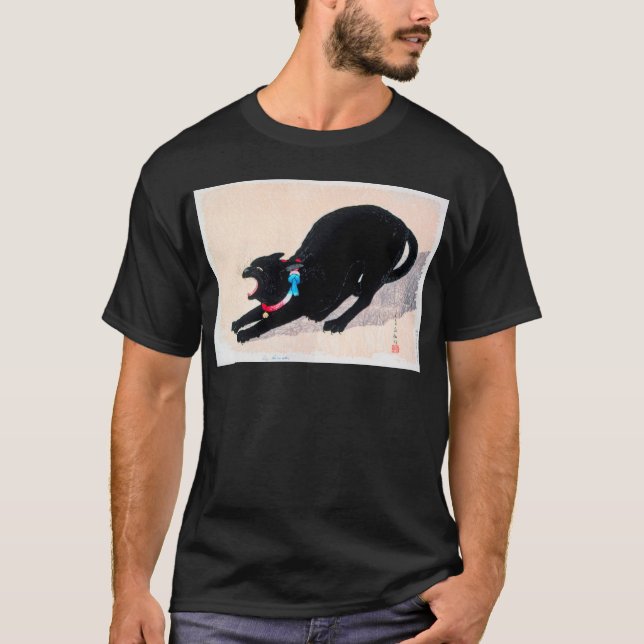Black Cat Hissing Fine Art von Hiroaki Takahashi T-Shirt (Vorderseite)
