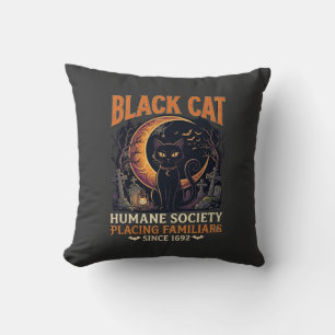 Black Cat Humane Society Halloween Halbmond L Kissen