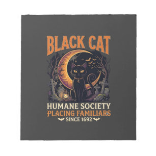 Black Cat Humane Society Halloween Halbmond L Notizblock