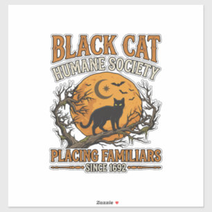 Black Cat Humane Society Halloween Vollmond Fleder Aufkleber