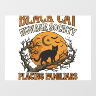 Black Cat Humane Society Halloween Vollmond Fleder Fensteraufkleber