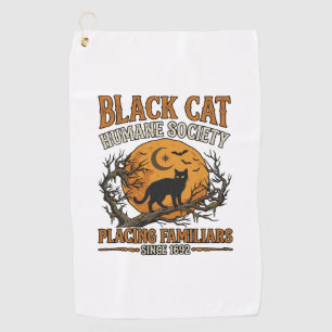 Black Cat Humane Society Halloween Vollmond Fleder Golfhandtuch