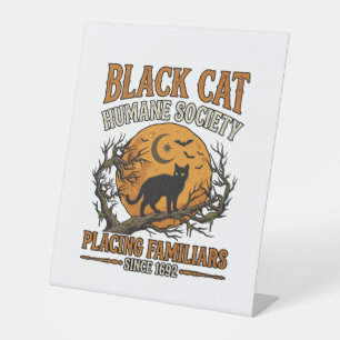 Black Cat Humane Society Halloween Vollmond Fleder Sockelschild