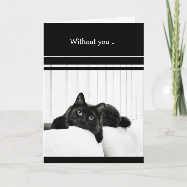 Black Cat I Miss You card Karte (Vorderseite)