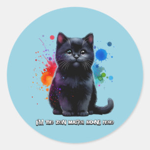 Black Cat: Ich bin der Zen-Meister hier Runder Aufkleber