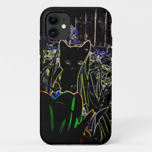 Black Cat in A Neon Garden iPhone 5 Fall 11 Hülle
