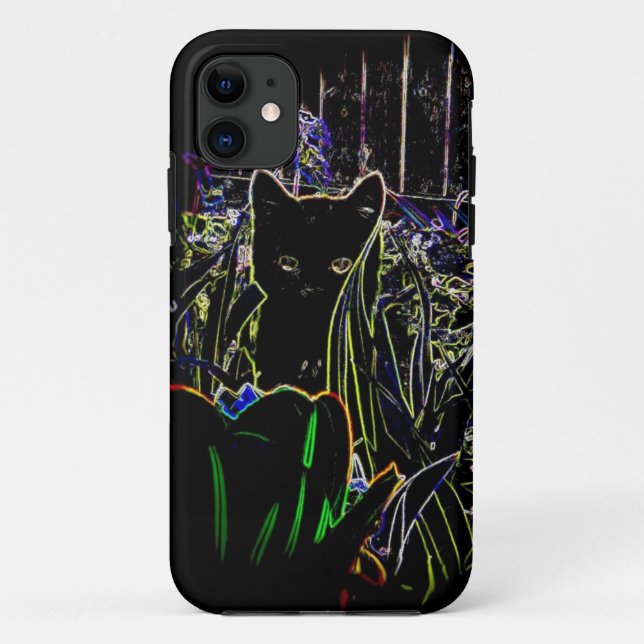 Black Cat in A Neon Garden iPhone 5 Fall Case-Mate iPhone Hülle (Rückseite)