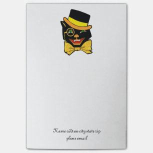 Black Cat in einem Top Hat Post-it Klebezettel