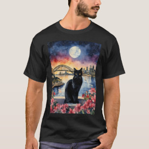 Black Cat in Sydney Australien - Besuch der Oper T-Shirt