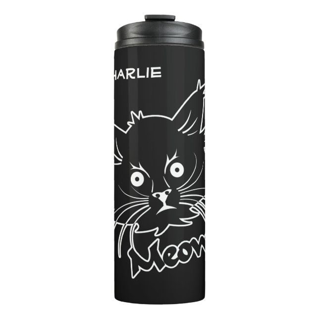 Black Cat individuelle Name Thermosbecher (Vorderseite)