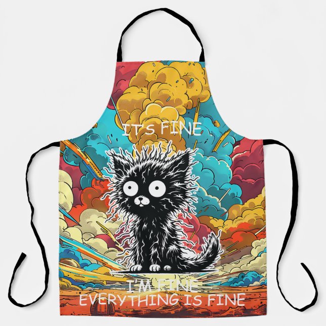 Black Cat "its Fine, Im Fine Everything Is Fine" ( Schürze (Vorderseite)