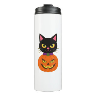 Black Cat & Jack-O'-Lantern Halloween Spooky Thermosbecher