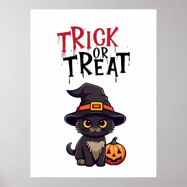 Black Cat Jack O' Lantern Trick oder Treat Poster (Vorne)