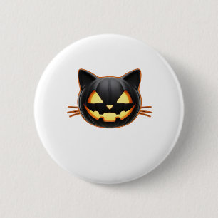 Black Cat Jack o'Lantern Emoji Classic T - Shirt Button